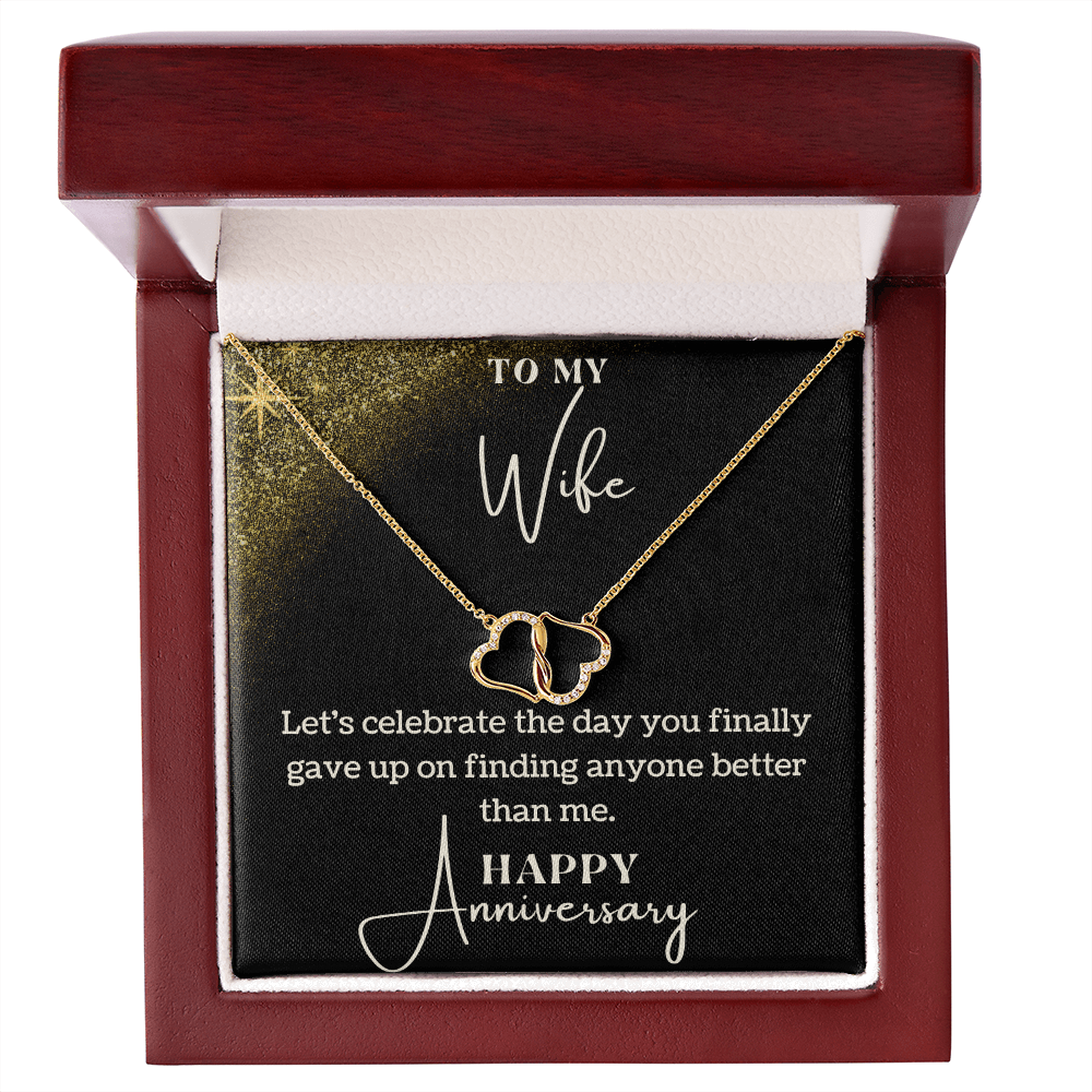 Two hearts infinity gold necklace - Anniversary gift for wife