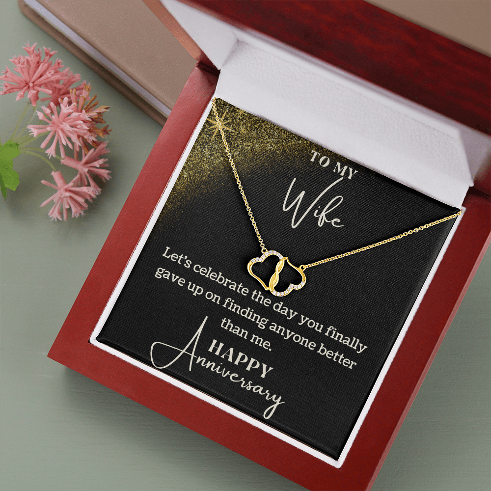 Two hearts infinity gold necklace - Anniversary gift for wife