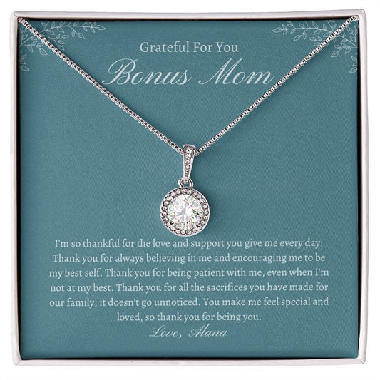 Personalized Bonus Mom necklace, grateful for you gift for step mom, mother's day gift for stepped up mom, birthday jewelry for second mom