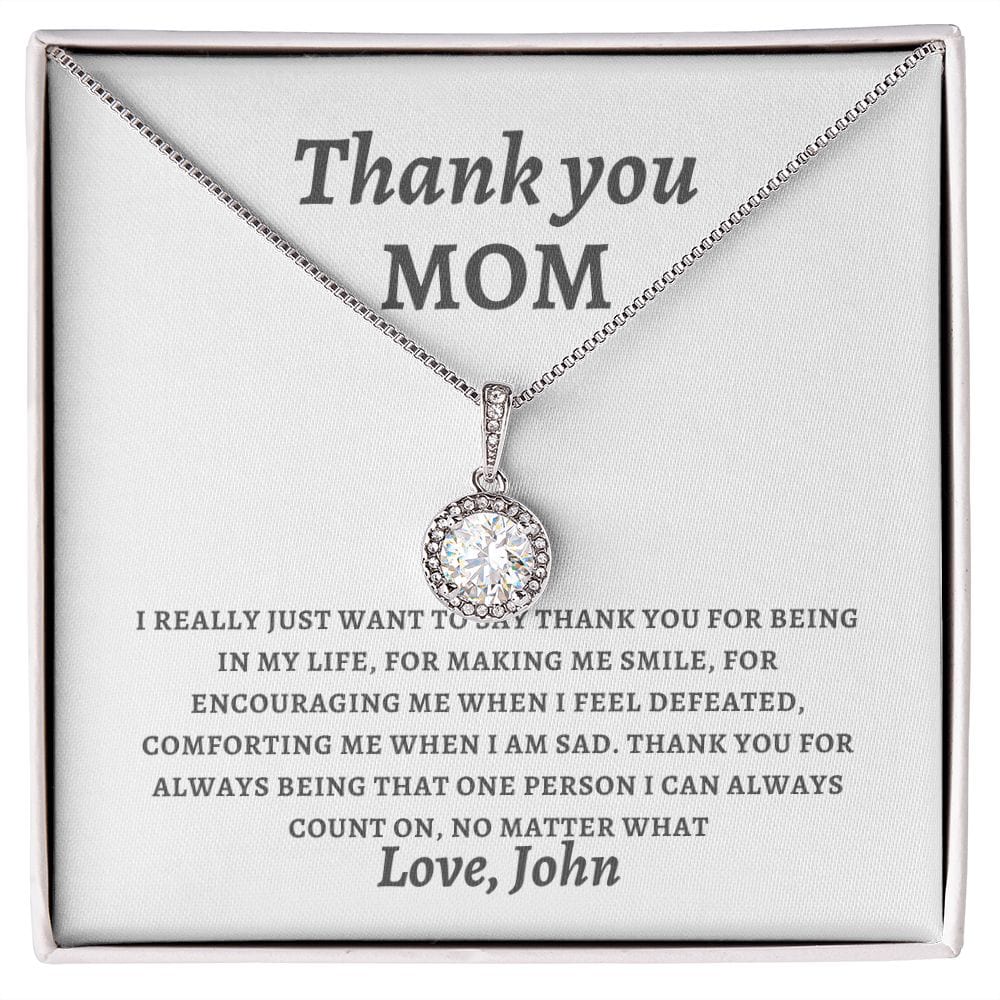 Thank you Mom gift necklace for mother's day from son/daughter, Mom birthday gift from child, personalized custom jewelry gift from kids