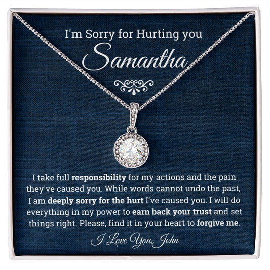 I'm Sorry for Hurting you- Eternal Hope Necklace, Apology Gift for her-Blue