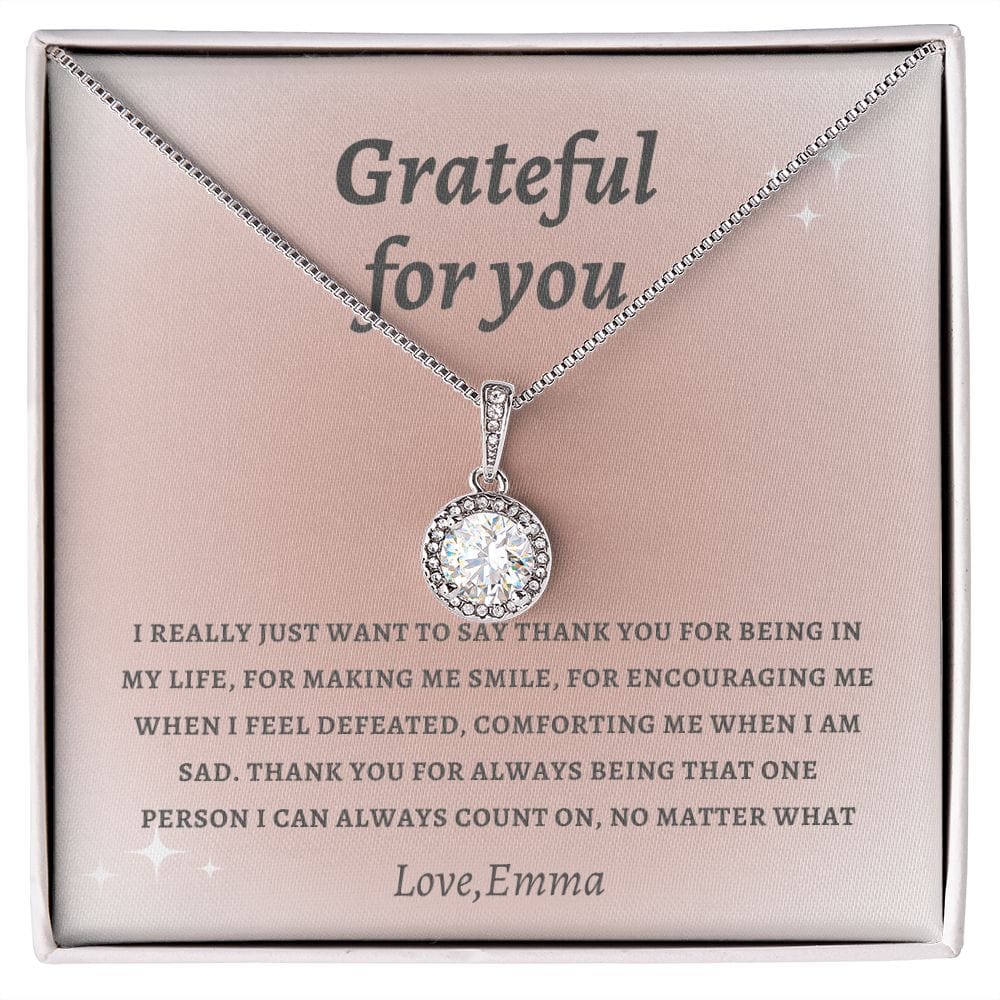 Thank you gift necklace for friend, coworker, mother, soul sister, best friend, gratitude gift, grateful for you appreciation keepsake jewelry