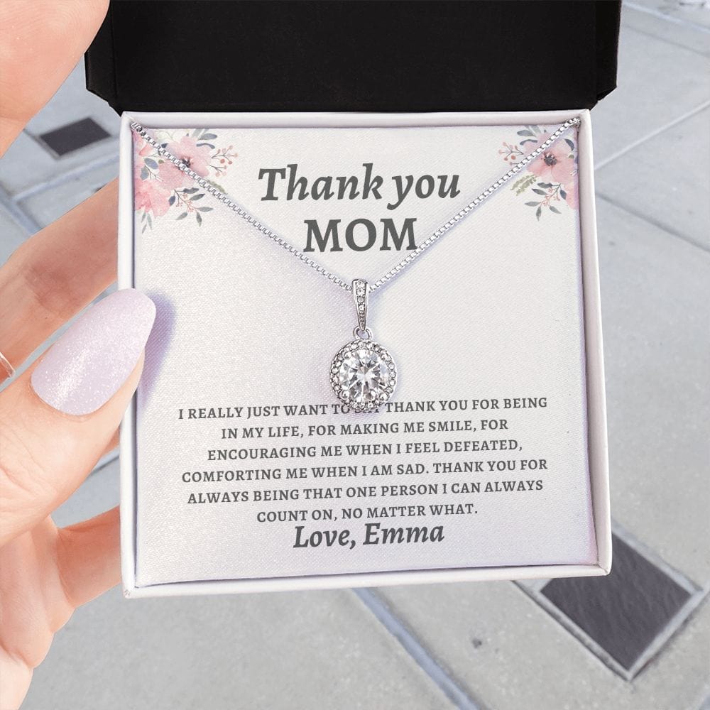 Thank you Mom gift necklace for mother's day from daughter/son, Mom birthday gift from child, personalized custom jewelry gift from kids