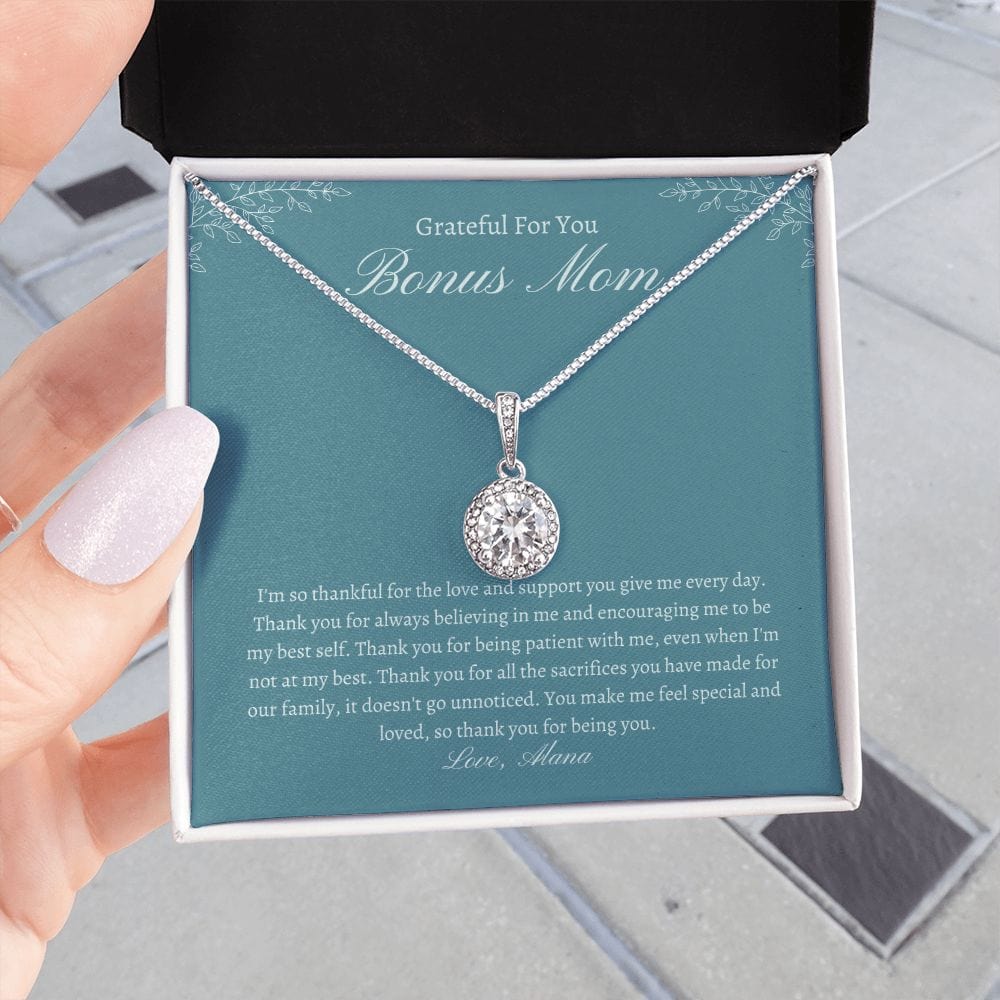 Personalized Bonus Mom necklace, grateful for you gift for step mom, mother's day gift for stepped up mom, birthday jewelry for second mom