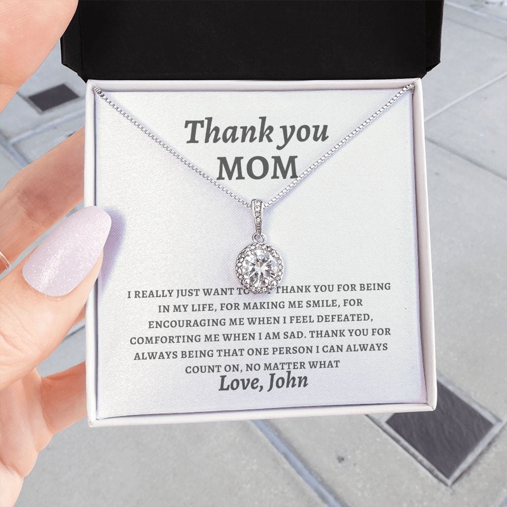 Thank you Mom gift necklace for mother's day from son/daughter, Mom birthday gift from child, personalized custom jewelry gift from kids