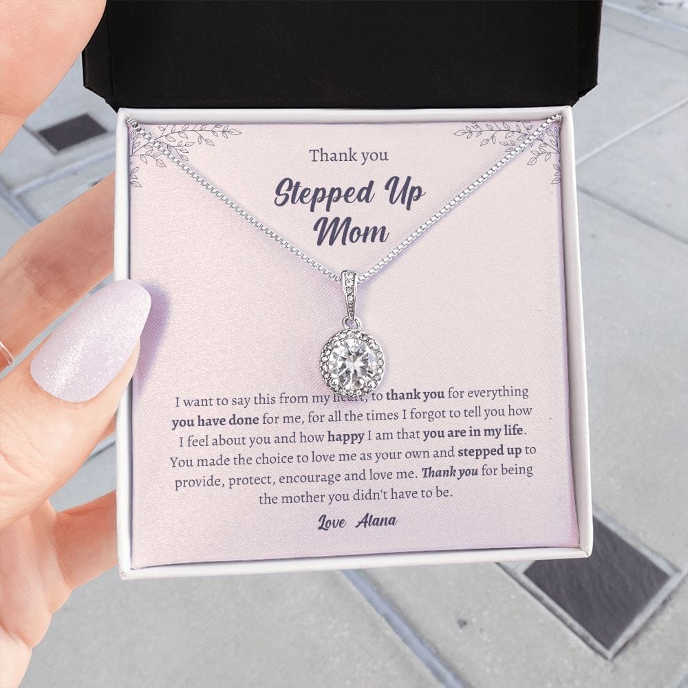 Personalized Stepped up Mom gift necklace for Mother's day, Second mom, Step mom, Unbiological mom thank you jewelry, chosen mother gift