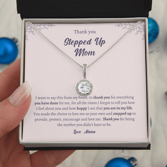 Personalized Stepped up Mom gift necklace for Mother's day, Second mom, Step mom, Unbiological mom thank you jewelry, chosen mother gift