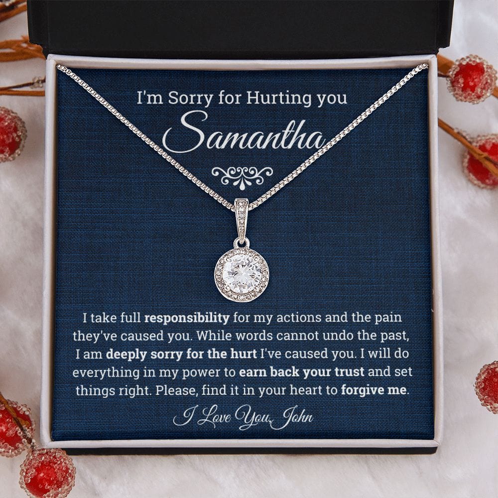 I'm Sorry for Hurting you- Eternal Hope Necklace, Apology Gift for her-Blue