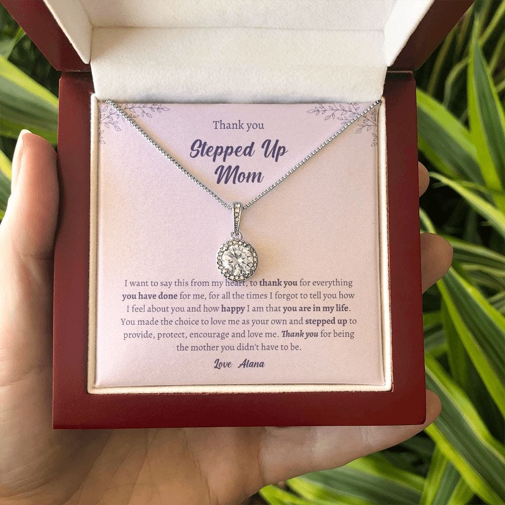 Personalized Stepped up Mom gift necklace for Mother's day, Second mom, Step mom, Unbiological mom thank you jewelry, chosen mother gift