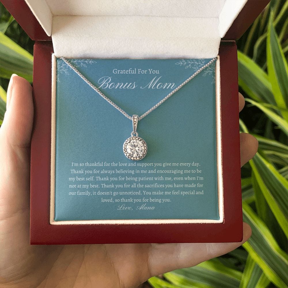 Personalized Bonus Mom necklace, grateful for you gift for step mom, mother's day gift for stepped up mom, birthday jewelry for second mom
