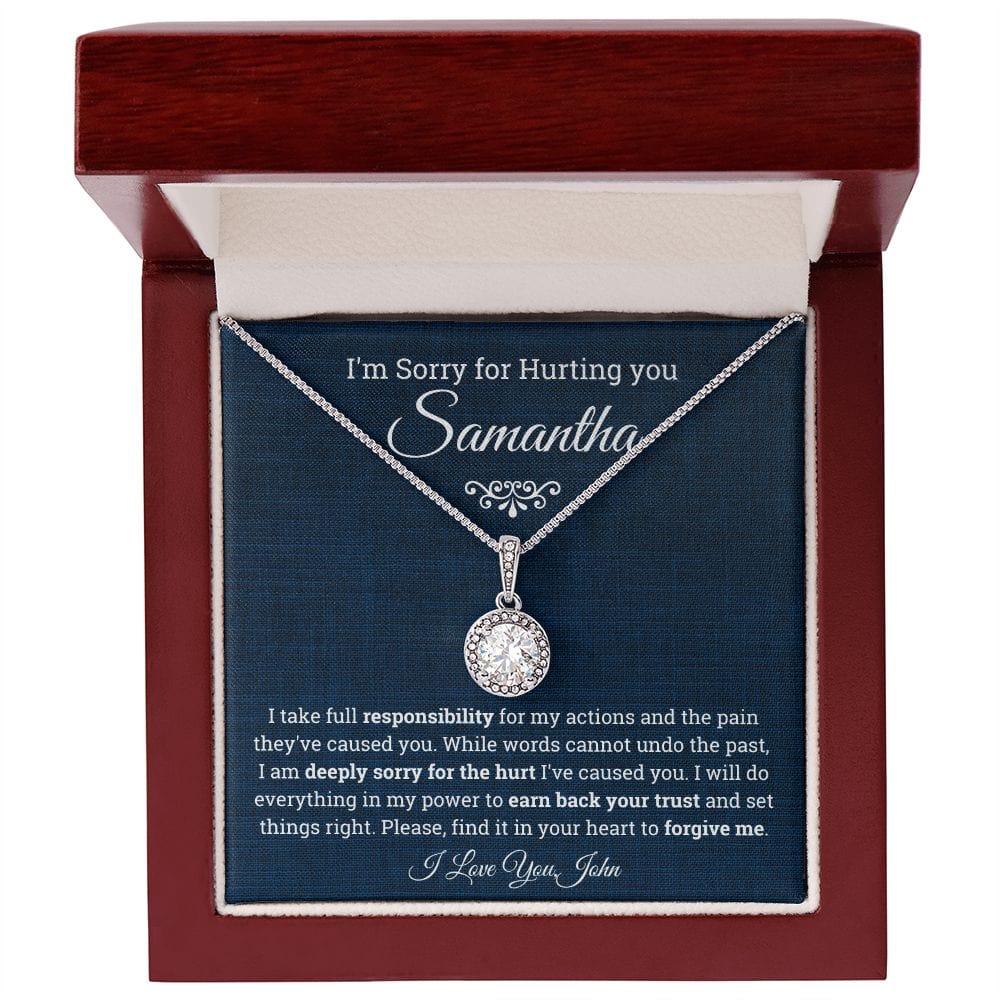 I'm Sorry for Hurting you- Eternal Hope Necklace, Apology Gift for her-Blue