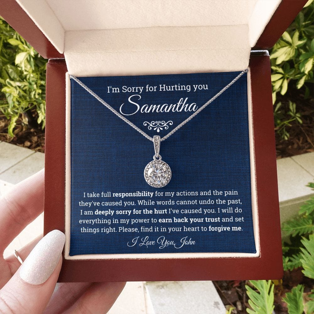 I'm Sorry for Hurting you- Eternal Hope Necklace, Apology Gift for her-Blue