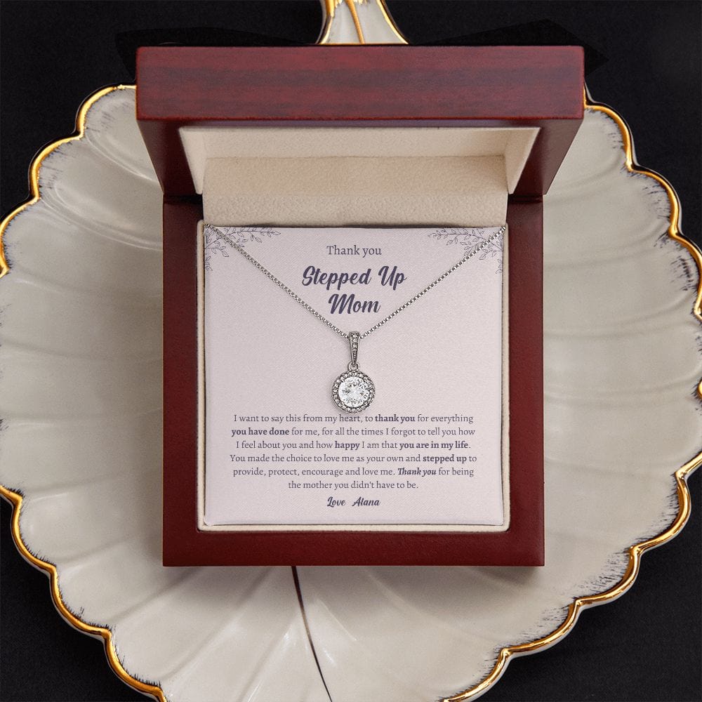 Personalized Stepped up Mom gift necklace for Mother's day, Second mom, Step mom, Unbiological mom thank you jewelry, chosen mother gift