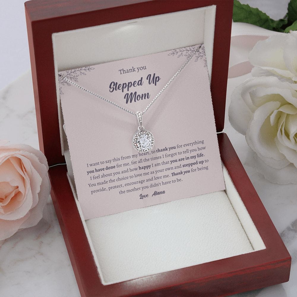 Personalized Stepped up Mom gift necklace for Mother's day, Second mom, Step mom, Unbiological mom thank you jewelry, chosen mother gift