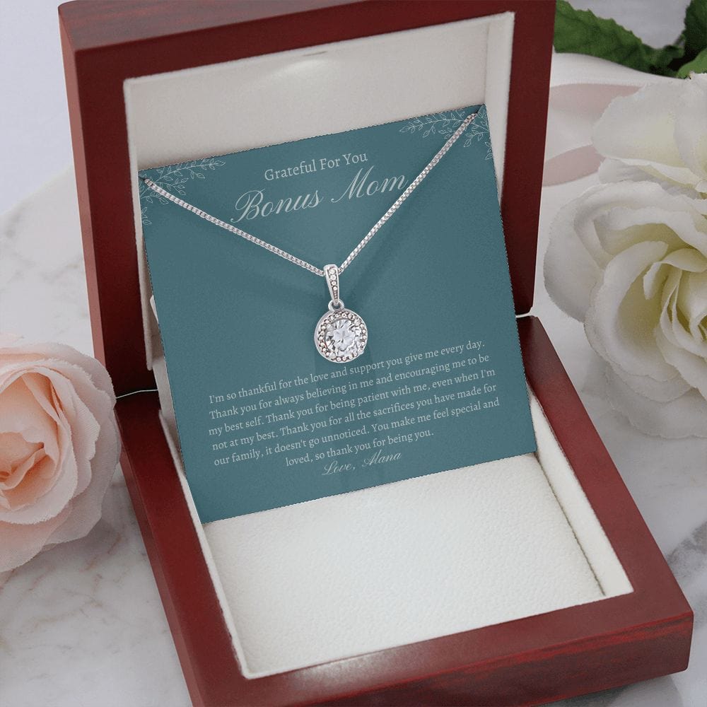 Personalized Bonus Mom necklace, grateful for you gift for step mom, mother's day gift for stepped up mom, birthday jewelry for second mom