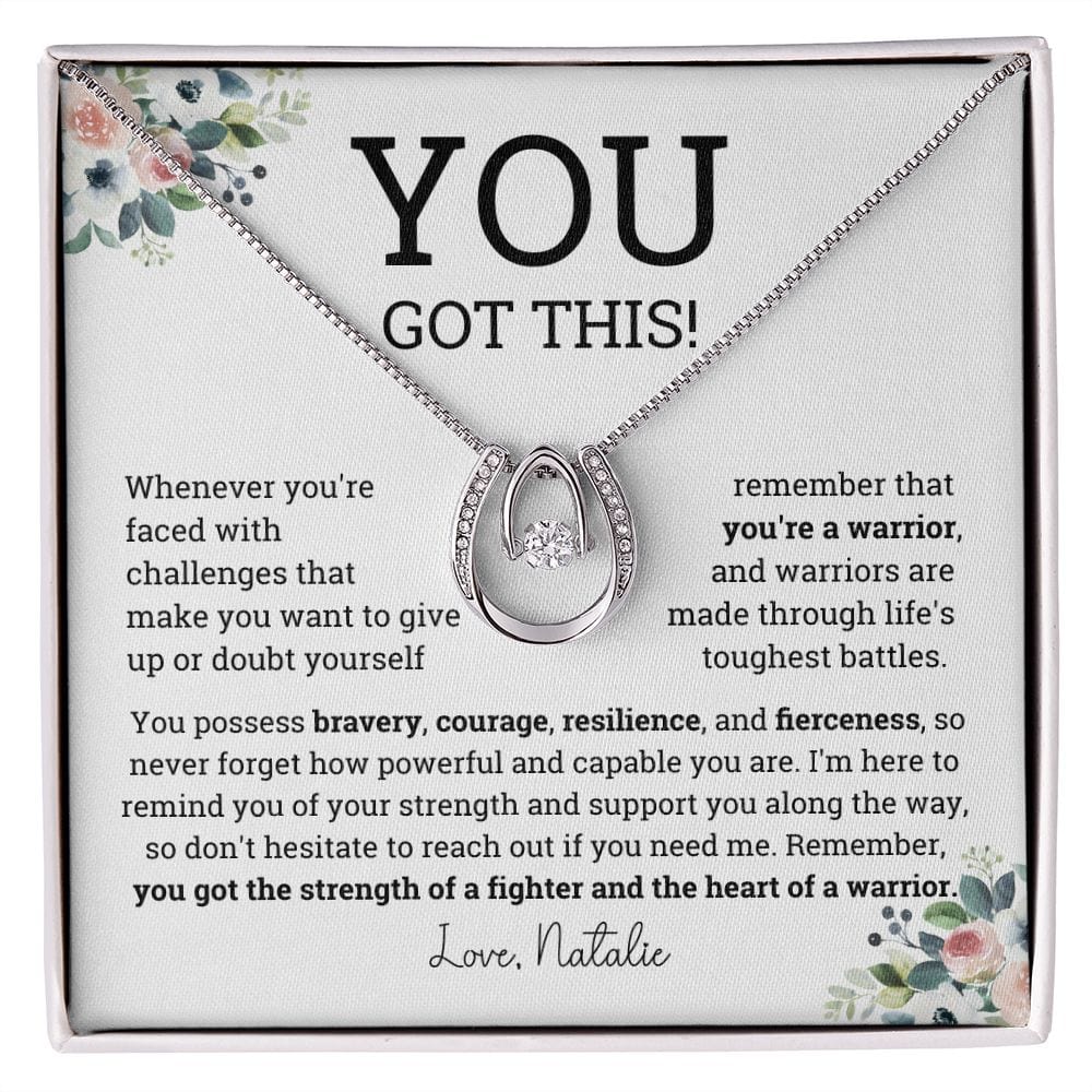 Personalized Motivational Warrior Necklace, Hardship Gift, Gift of Encouragement, You got this Thinking of you gift