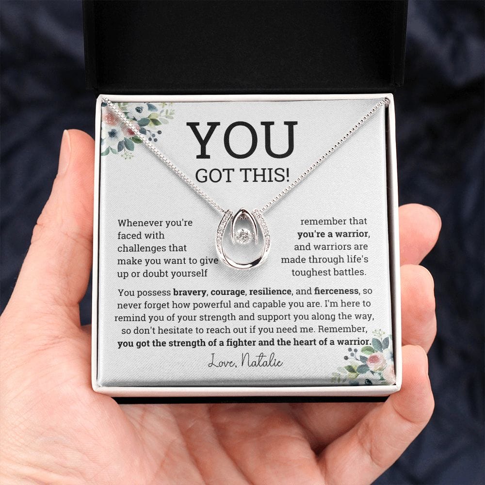 Personalized Motivational Warrior Necklace, Hardship Gift, Gift of Encouragement, You got this Thinking of you gift