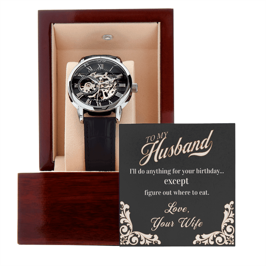 For Husband Birthday Gift from Wife- Mens watch with leather Band