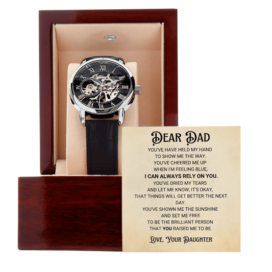 Men's watches Black with leather straps- Gift for Dad