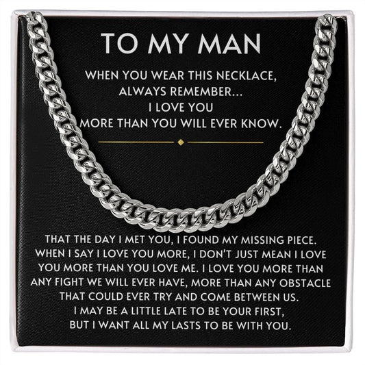 To my Man- Always Remember Cuban Link Chain-Black
