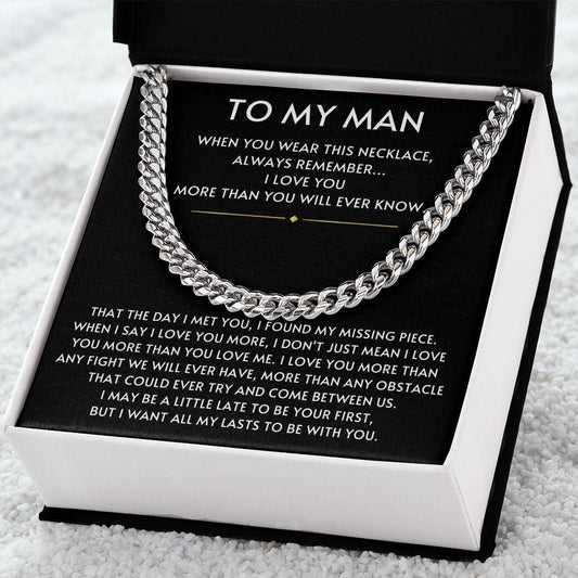To my Man- Always Remember Cuban Link Chain-Black