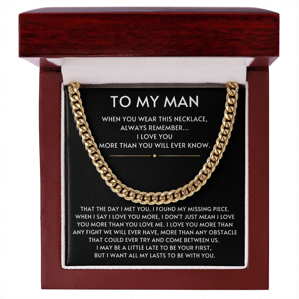 To my Man- Always Remember Cuban Link Chain-Black