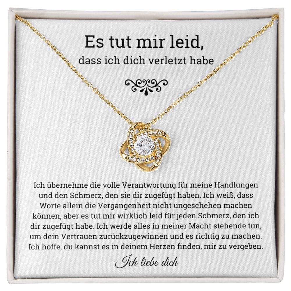 German Es tut mir leid Love Knot Necklace, Im sorry for hurting you, Apology, forgiveness gift,es tut mir leid geschenk