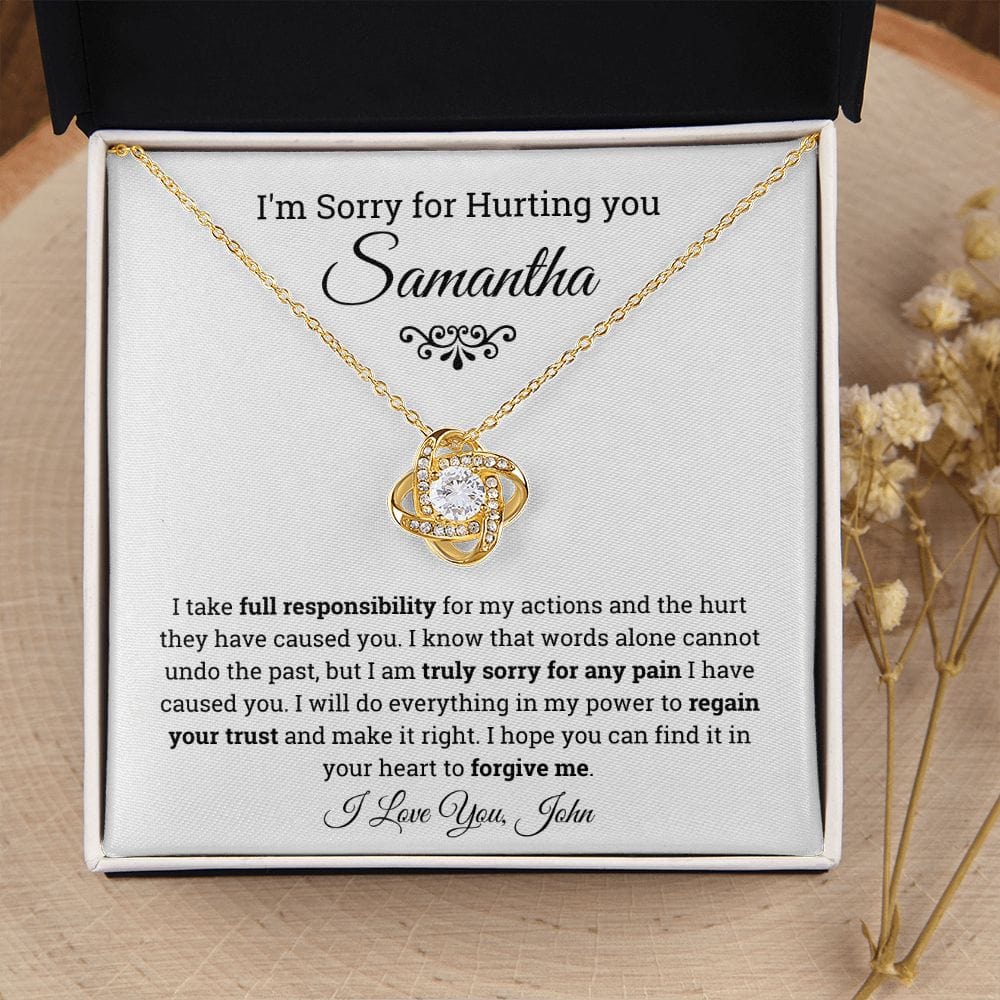 Personalized I'm Sorry Loveknot Necklace, Apology Gift