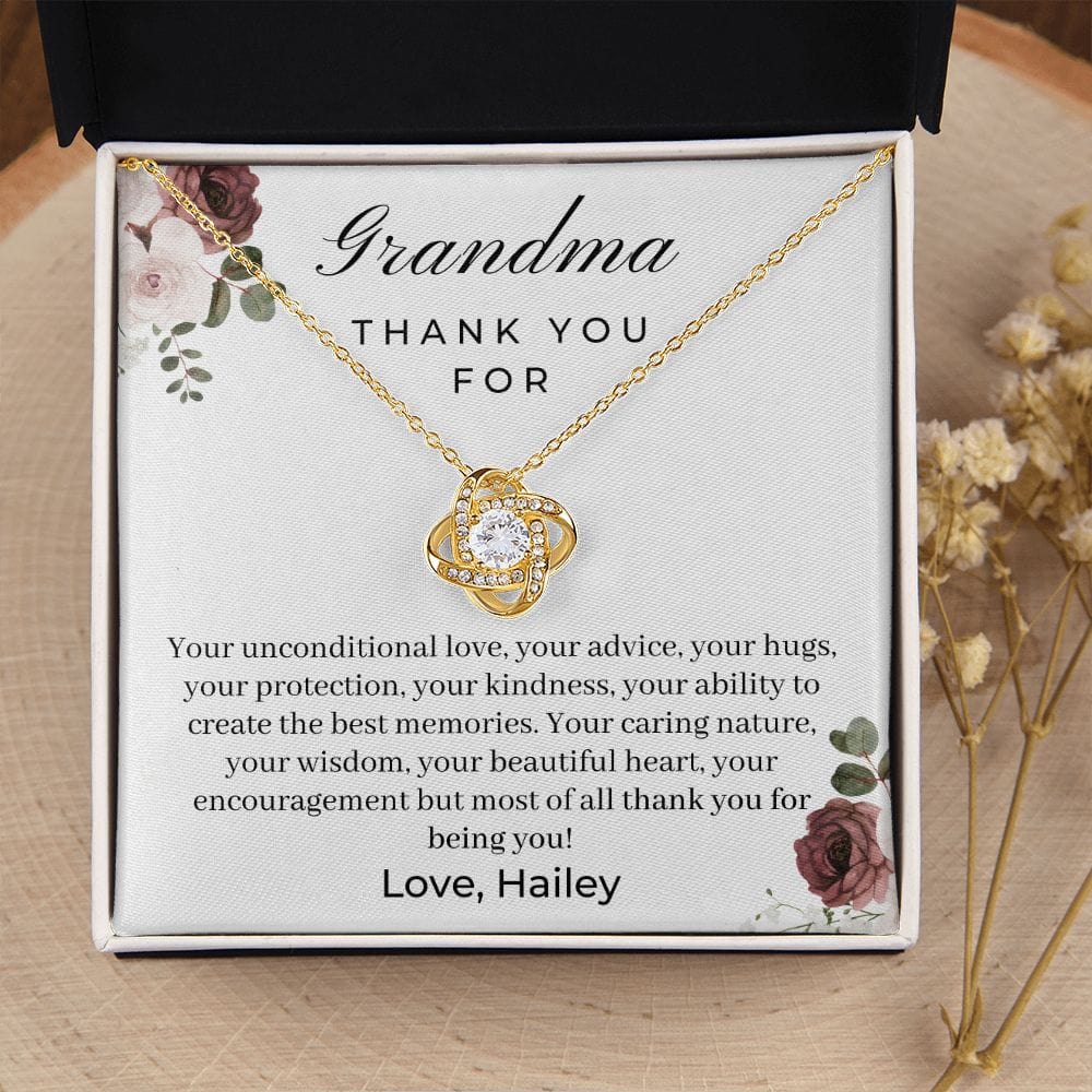 Grandma Gifts Personalized Necklace, Thank You Nana Necklace, Gigi Gifts from Granddaughter, Grandson
