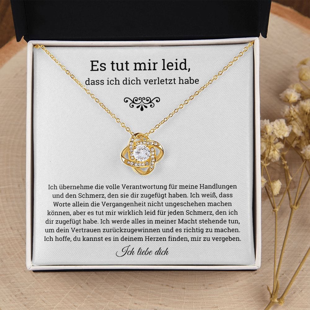German Es tut mir leid Love Knot Necklace, Im sorry for hurting you, Apology, forgiveness gift,es tut mir leid geschenk