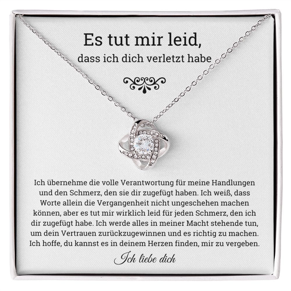 German Es tut mir leid Love Knot Necklace, Im sorry for hurting you, Apology, forgiveness gift,es tut mir leid geschenk