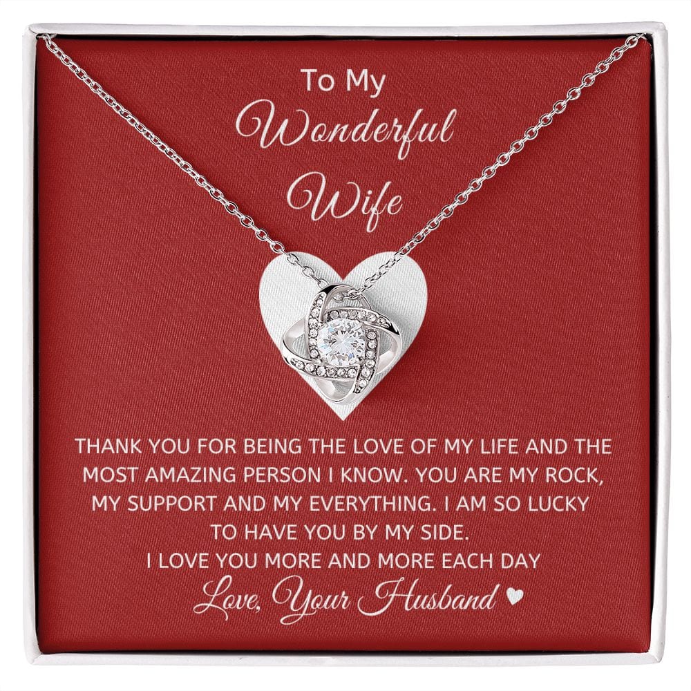 Wonderful Wife Loveknot Necklace-Red