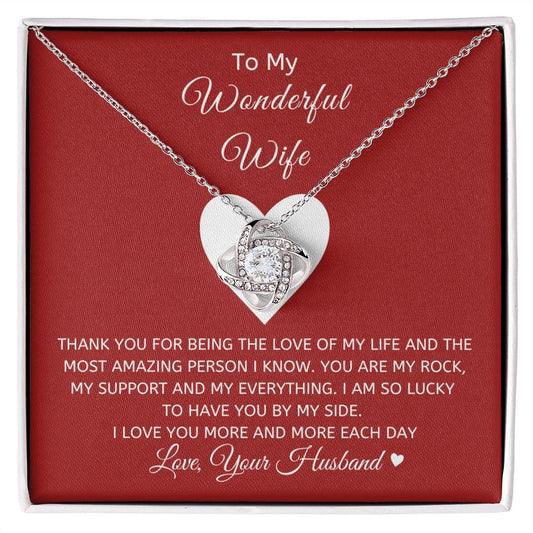 Wonderful Wife Loveknot Necklace-Red