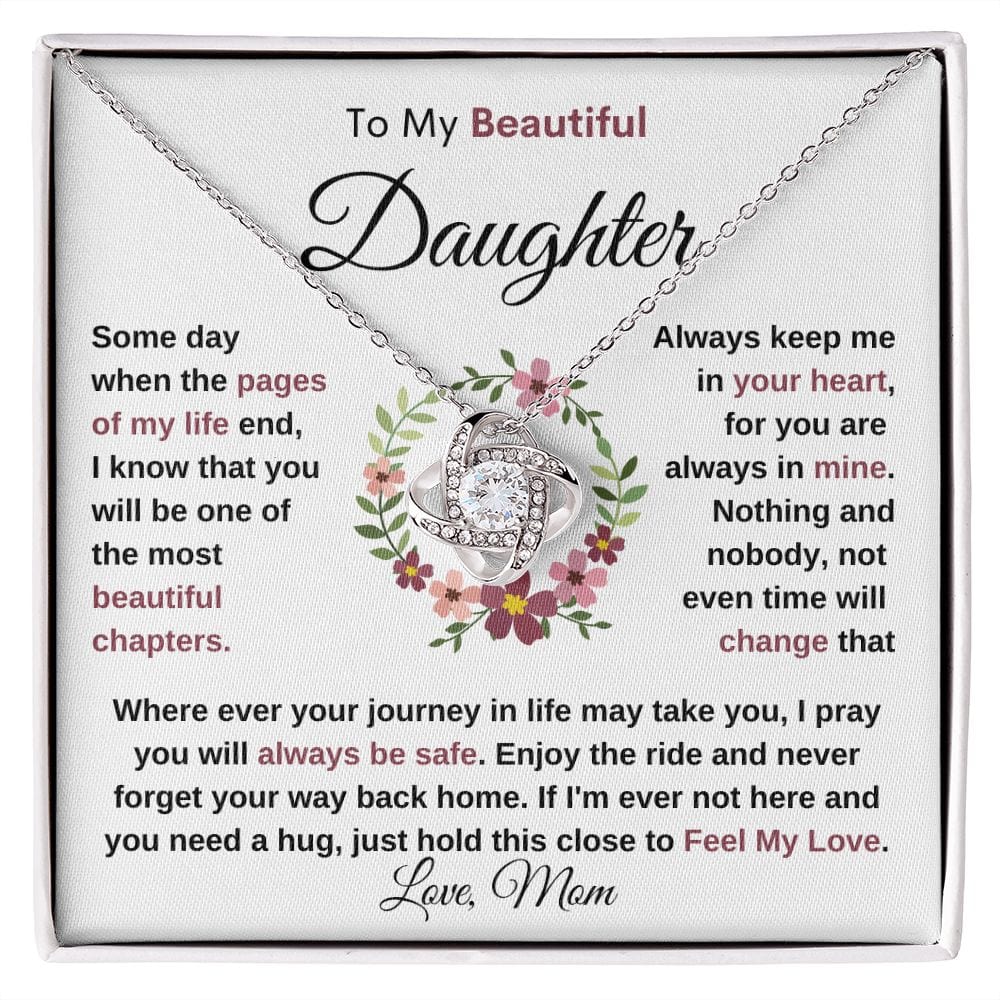 Beautiful Daughter: Keep me in your heart loveknot necklace