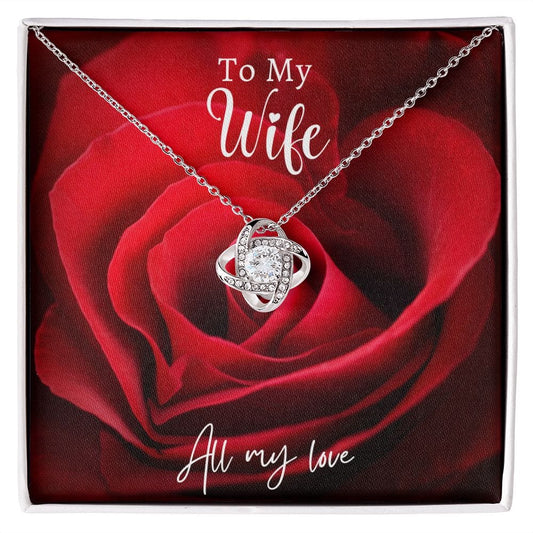 Red Rose Loveknot Necklace -Wife