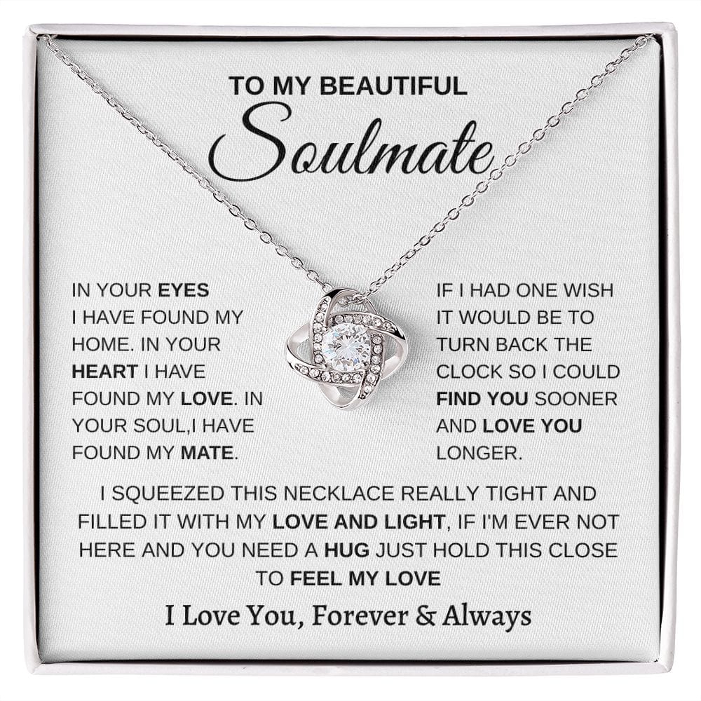 To my Soulmate - Heart and Soul Loveknot Necklace