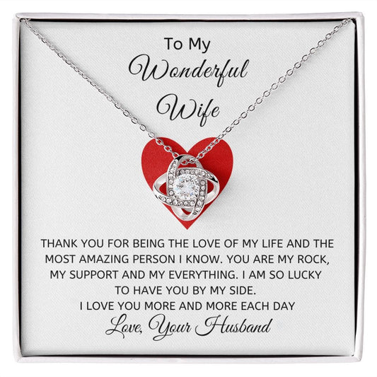 Wonderful Wife Loveknot Necklace-White