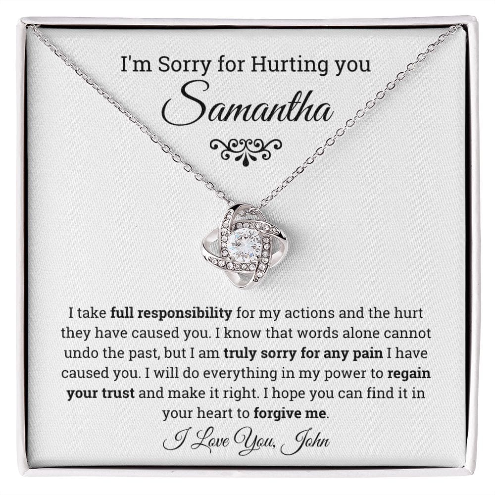 Personalized I'm Sorry Loveknot Necklace, Apology Gift