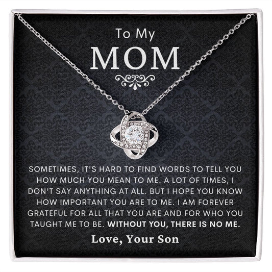 Son or Daughter to Mom Loveknot necklace