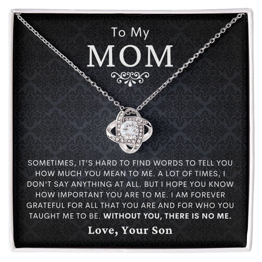 Son to Mom Loveknot necklace