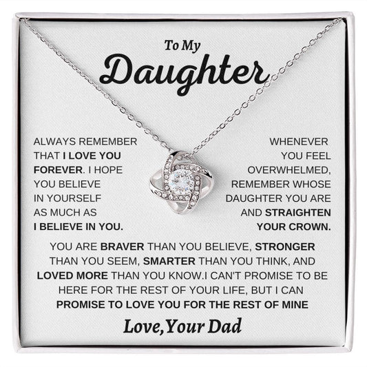 Daughter Braver Stronger LoveKnot Necklace