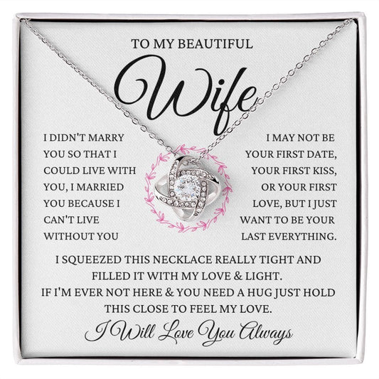 Beautiful Wife Pink Flowers - Loveknot Necklace