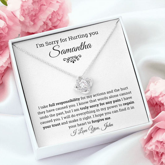 Personalized I'm Sorry Loveknot Necklace, Apology Gift