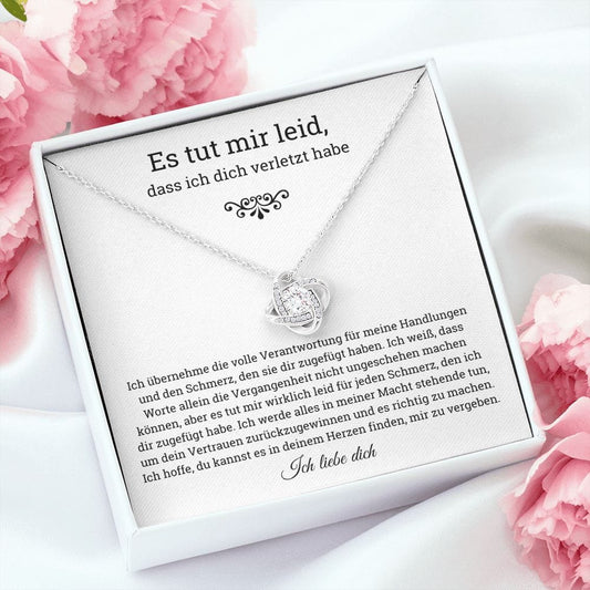 German Es tut mir leid Love Knot Necklace, Im sorry for hurting you, Apology, forgiveness gift,es tut mir leid geschenk