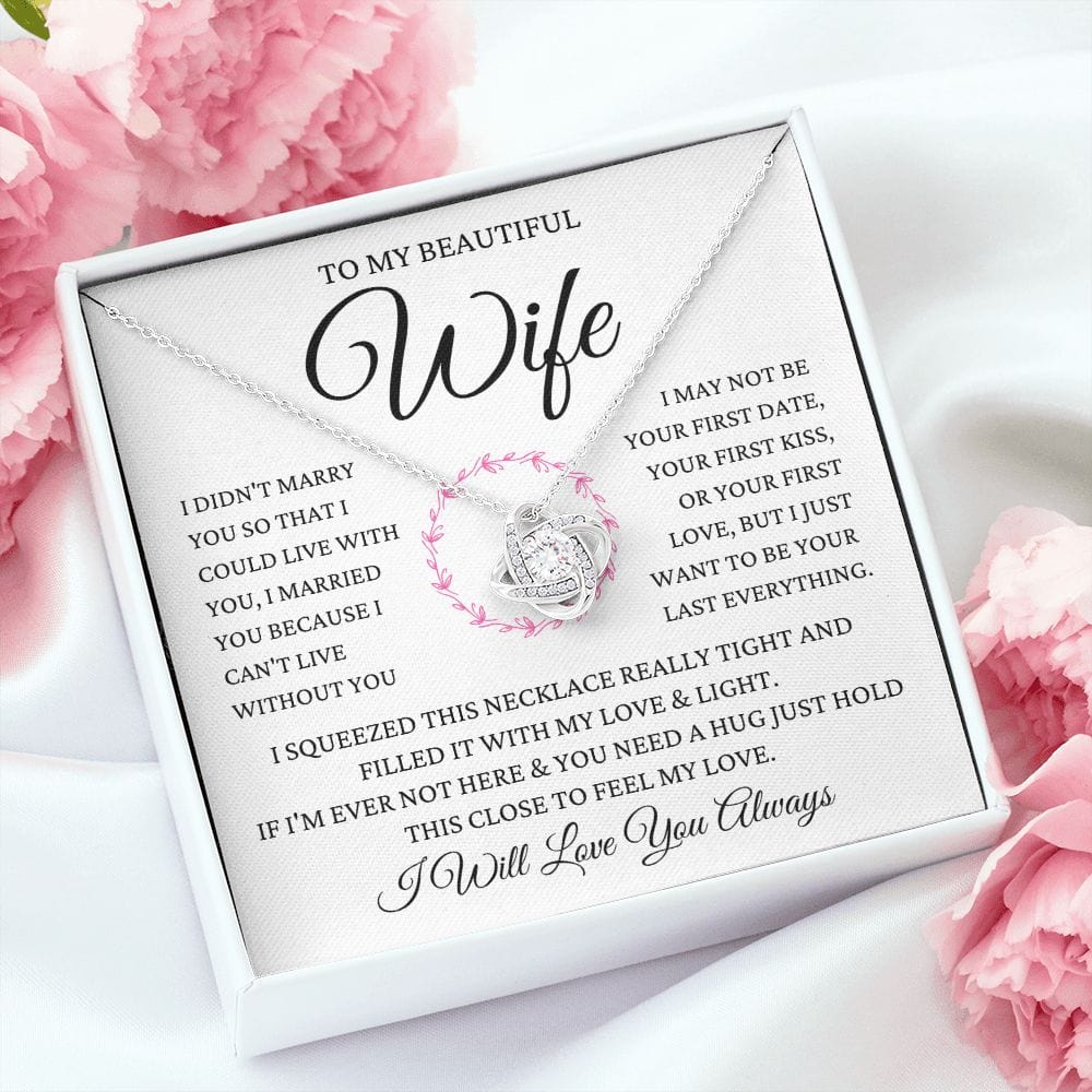 Beautiful Wife Pink Flowers - Loveknot Necklace