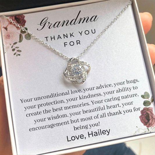 Grandma Gifts Personalized Necklace, Thank You Nana Necklace, Gigi Gifts from Granddaughter, Grandson
