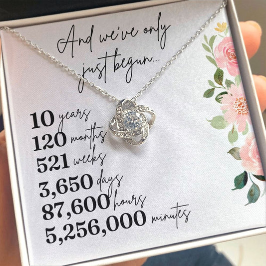 10th Anniversary Gift for Wife/Girlfriend - Loveknot Necklace