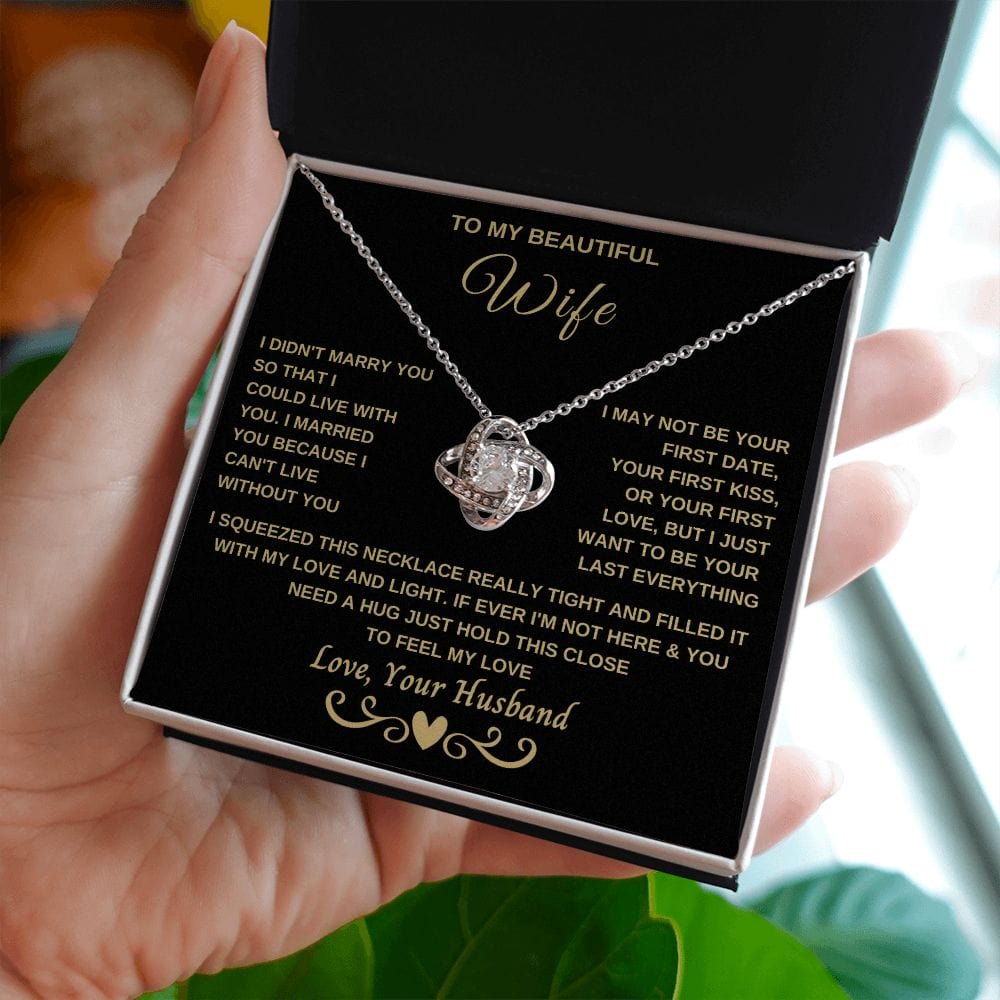 Gift for Wife "Can't live without you" Loveknot Necklace