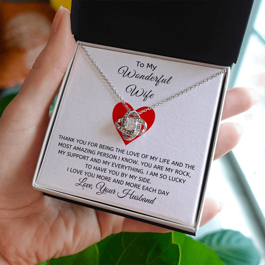 Wonderful Wife Loveknot Necklace-White