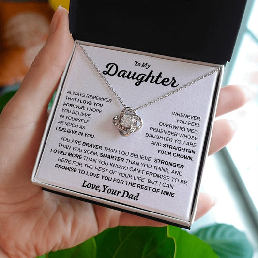 Daughter Braver Stronger LoveKnot Necklace